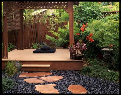 Adorable 75 Cozy Backyard Gazebo Design Ideas source : https://setyouroom.com/18/75-cozy-backyard-gazebo-design-ideas/ Backyard Yoga Space, Backyard Meditation Space, Outdoor Yoga Space, Japanese Sand Garden, Outdoor Meditation Space, Backyard Yoga, Yoga Garden, Outdoor Meditation, Zen Garden Design