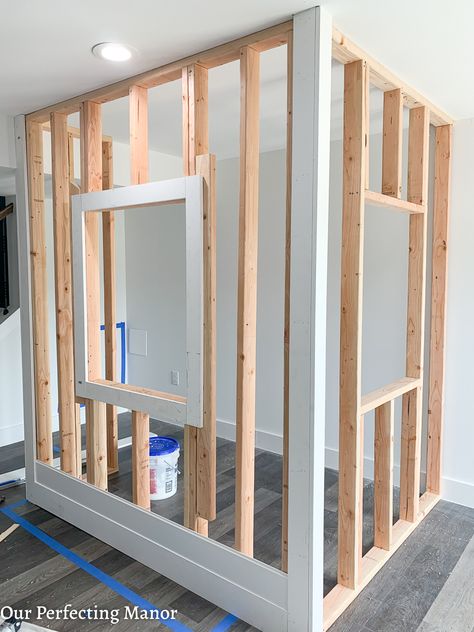 Indoor Playhouse - Modern Farmhouse Style Tour | Our Perfecting Manor How To Build Indoor Playhouse, Built In Playhouse Basement, Playroom Playhouse Diy, Indoor Playhouse With Loft, Build Indoor Playhouse, Playhouse In Basement, Diy Play House Indoor, Basement Playhouse Ideas, Playhouse Loft Bed Diy