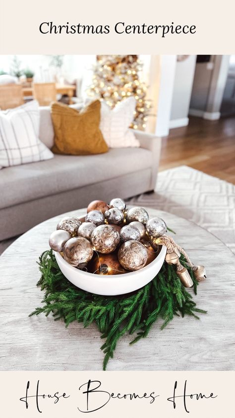 Jordan on Instagram: “Christmas flash back! Love doing this for a Christmas centerpiece!! Just grab a wreath, large bowl, ornaments, bells and of course battery…” Christmas Bowl Decorations, Bowl Ornaments, Christmas Entry, Glass Bowl Decor, Christmas Bowl, Christmas Centerpiece, Burlap Christmas, Christmas D, Instagram Christmas