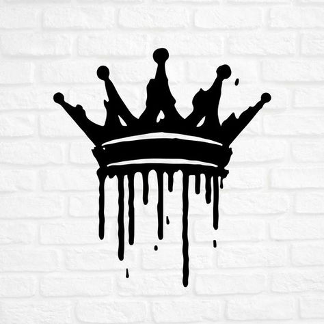 Black King Crown, King Crown Drawing, Dripping Paint Art, Crown Stencil, Tiki Tattoo, Lion Tattoo Sleeves, Crown Drawing, Crown Svg, Tattoo Lettering Design