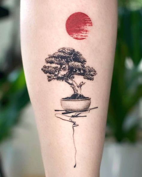 72 Awe-inspiring Tree Tattoos With Meaning - Our Mindful Life 4 Season Tattoo Ideas, Small Bonsai Tree Tattoo, Japanese Painting Tattoo, Japan Tree Tattoo, Asian Tree Tattoo, Bonzi Trees Tattoo, Tree Sleeve Tattoo For Men, Tree Tattoo Sleeve Women, Autumn Tree Tattoo