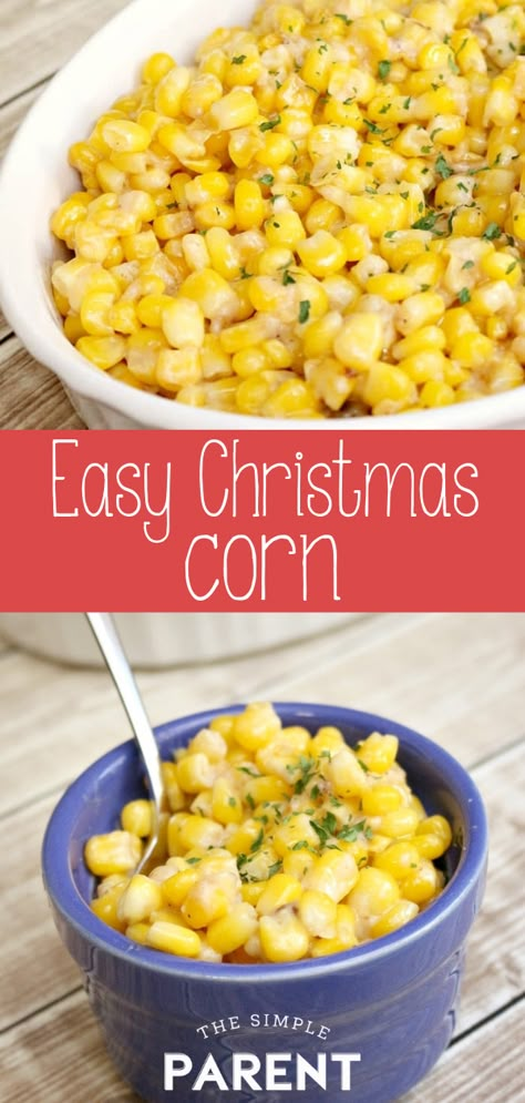 If you need an easy side dish for holiday entertaining, this garlic Parmesan corn is perfect! It's simple to make and packed with flavor! It pairs well with chicken, fish, and beef! Put it on your Thanksgiving or Christmas table next to the mashed potatoes and turkey! #thanksgivingrecipes #christmasrecipes Garlic Parmesan Corn, Side Dish Thanksgiving, Parmesan Corn, Corn Side, Thanksgiving Side Dishes Healthy, Corn Side Dish, Christmas Side Dishes, Easter Side Dishes, Corn Dishes