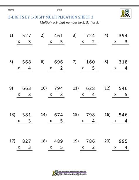 1 Digit Multiplication Worksheets, 4th Grade Multiplication Worksheets, Multiplication Sheets, Free Printable Multiplication Worksheets, Multiplying Fractions Worksheets, 4th Grade Multiplication, Printable Multiplication Worksheets, Math Multiplication Worksheets, Multi Digit Multiplication