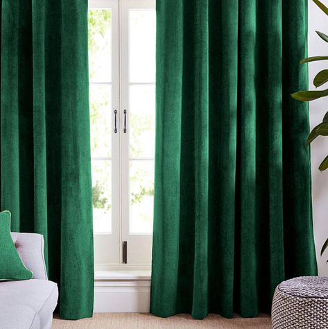 CUSTOM MADE forest dark green curtains and drapes.  SIZE FOR THIS LIST: $60 for width 100cm and length maximum 275cm (length can be adjusted to any sizes). If you need longer, please contact me for a quote. SWATCHES: available 4 (white), 6 (brick orange), 8 (chalk blue), 13 Natural Window Treatments, Green Velvet Curtains, French Door Window Treatments, Luxury Window Treatments, White Window Treatments, Living Room Home Theater, Doors Bedroom, Bedroom French, Door Window Treatments