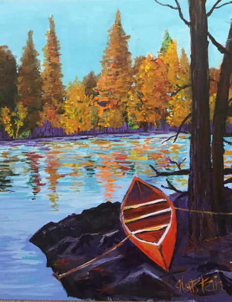 Minnesota Painting, Canoe Drawing, Kayak Painting, Mountain Range Drawing, Canoe Painting, Vintage Canoe, Kayak Art, Fall Market, Boundary Waters Canoe Area