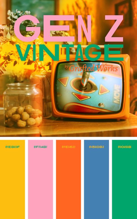 Vivid Colors Palette, Postmodern Color Palette, 80s Aesthetic Color Palette, Font Color Palette, Color Blocking Party Theme, 00s Color Palette, 80 Color Palette, Retro Orange Color Palette, 70s Color Pallete