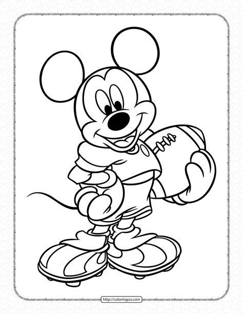 Mickey Mouse American Football Player Coloring Page Soccer Coloring Pages, Mickey Mouse Football, Mickey Mouse Coloring, Mickey Mouse Bathroom, Mouse Coloring Pages, Football Coloring, Mickey Coloring Pages, Minnie Mouse Coloring Pages, Football Coloring Pages