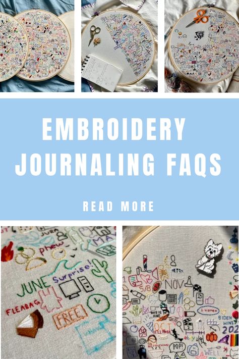 Embroidery A Day, Yearly Embroidery Journal, Thread Journal Embroidery, Stitch A Day Embroidery Journal, Year Embroidery Journal, Monthly Embroidery Journal, How To Create Embroidery Patterns, What To Do With Finished Embroidery Projects, Daily Embroidery Journal