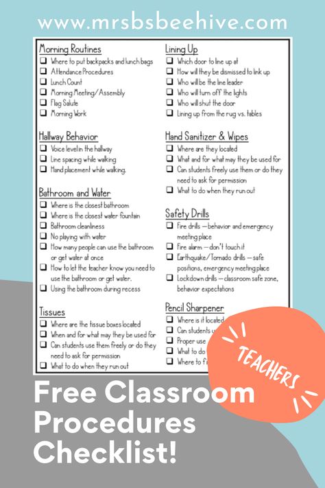 Teaching classroom procedures in the first week of school will quickly make a huge impact on how smooth your classroom runs! Explicitly teaching your students what to do upon arrival and dismissal, during transitions and everything in between will help your classroom run like a well-oiled machine! Back To School Procedures, Procedures Checklist, Teaching Classroom Procedures, School Procedures, Teaching Procedures, Behavior Management System, Routine Checklist, Classroom Expectations, 1st Grade Writing