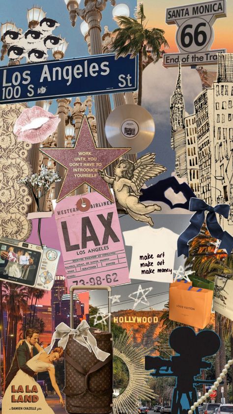 Los Angeles, down town, city life, California, Samara Monica, Hollywood California Collage, Los Angeles Wallpaper, California Wallpaper, Los Angeles Poster, Los Angeles Aesthetic, Vision Board Collage, Damien Chazelle, Cute Summer Wallpapers, Down Town