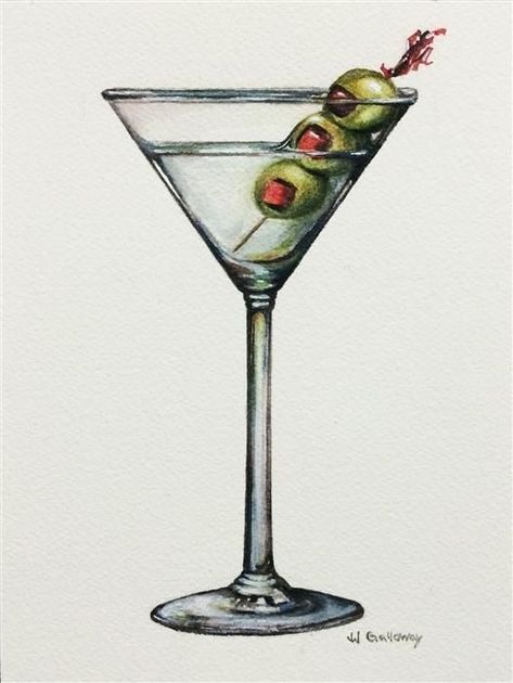 Drawings Of Cocktails, Cocktail Painting, Start Drawing, Wine Sale, Cocktail Art, Ad Agency, Buy Original Art, Food Drawing, Kitchen Art