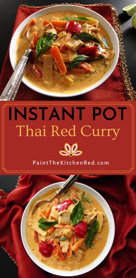 Red Curry Instant Pot, Instant Pot Thai, Chicken Thai, One Pot Spaghetti, Red Curry Chicken, Cook Rice, Plant Paradox, Thai Curry, One Pot Pasta