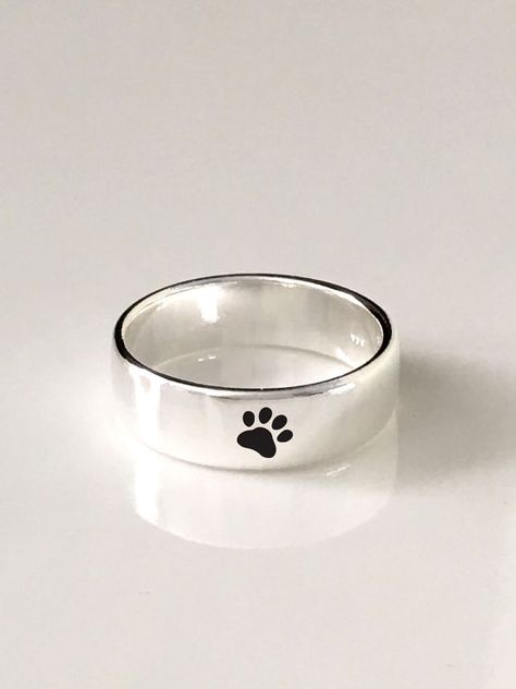 Paw and kasper engraved ring/4mm and 6mm  ring/925 Sterling Ring Engraving, Unique Silver Rings, Mirror Jewelry Armoire, Engraved Ring, Brown Jewelry, Personalized Ring, Sterling Silver Rings Bands, Expensive Jewelry, Sterling Jewelry