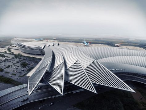 BEST Visualisation of YEAR 2015 - 3D Architectural Visualization & Rendering Blog Temple Aesthetic, Airport Architecture, Neo Futurism, Architecture Cool, Buildings Modern, Airport Terminal, Airport Design, 3d Architectural Visualization, Top Architects