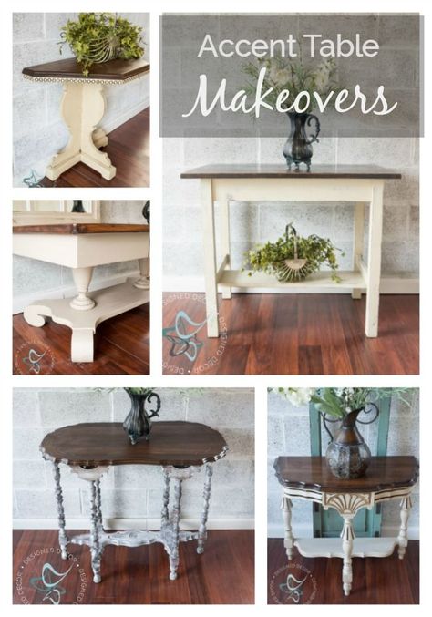 Accent Table Makeovers Old Side Table, Window Table, Small Accent Tables, Furniture Painting Techniques, Wood Finishes, Diy Furniture Easy, Painting Furniture, Diy House Projects, Painting Furniture Diy