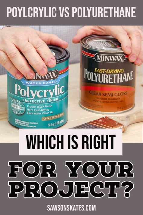 A can of polycyclic and a can of polyurethane side by side How To Apply Polyurethane, Sanding Wood, Wood Sealer, Woodworking Shows, Boat Life, Work Plans, Furniture Refinishing, Furniture Plans Free, Diy Furniture Projects