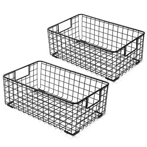 PRICES MAY VARY. STRONG CONSTRUCTION - made of carbon structured steel, sturdy and durable, strong bearing capacity. Designed to coordinate with any decor with a black finish. DURABLE & HANDY - built-in handle on the storage basket allows for easy removal from any of the shelves. Stackable for easy clean up and optimization of space. RELIABLE & CONVENIENT - the smart open wire design allows you to see the items inside the basket, ideal for storing food, clothing and accessories, toy, books, offi Basket Bins, Home Office Nursery, Metal Organizer, Laundry Shelves, Wire Basket Storage, Office Nursery, Wire Storage, Iron Steel, Wire Baskets