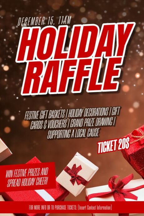 Brown 3d Christmas Raffle Poster | PosterMyWall Raffle Poster Design, Christmas Raffle, Raffle Flyer, Holiday Raffle, Christmas Theme Background, Church Halloween, Linkedin Background Image, Kindle Book Cover, Holiday Gift Baskets