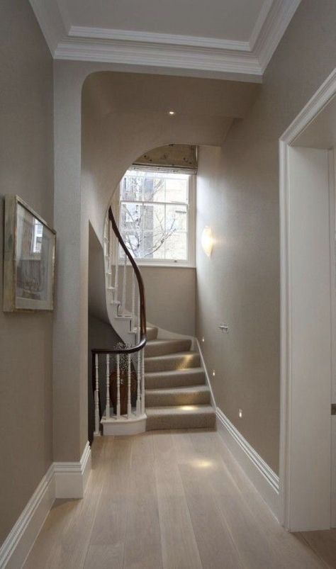 Brownstone House, Stairs And Hallway Ideas, Stairs Decoration, Victorian Villa, درج السلم, Hallway Colours, Hall Flooring, Hallway Foyer, White Oak Hardwood Floors