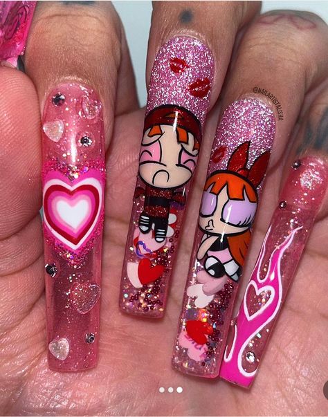 Power Puff Girls Nails, Floral Summer Nails, Power Puff Girl, Personal Reflection, Girl Nails, Power Puff Girls, Power Puff, Puff Girl, Beautiful Journals