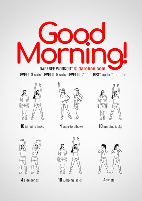 Good Morning! Workout Darebee Morning Workout, Morning Cardio Workout, Workouts For Morning, Good Morning Workouts, Good Morning Workout Exercises, Good Morning Sport, Daily Morning Exercise, Good Morning Workout, Morning Routine Workout