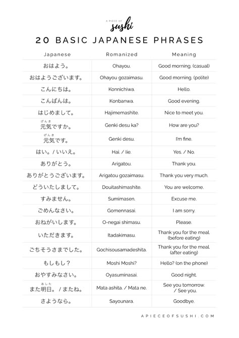 20 Basic Japanese Phrases for Beginners + Free Printable PDF + Audio Hiragana Words Japanese Phrases, Japanese Words For Beginners, Japanese Notes For Beginners, Hiragana Phrases, Best Anime For Beginners, Japanese Words Learning Basic, Basic Japanese Words And Phrases, Japanese Words And Phrases, Japan Phrases Words