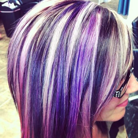 25 Best Blonde and Purple Hair Ideas for 2022 Grey Purple Blonde Hair, Multi Hair Color Ideas, Gray And Purple Hair, Purple Hair With Blonde Highlights, Purple Hair Streaks, Purple Blonde Hair, Amethyst Hair, Purple Grey Hair, Blonde Ombre Hair