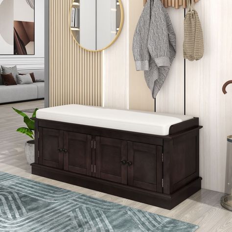 Storage Bench With Cushion, Entryway Hall, Wood Storage Bench, Entryway Bench Storage, Storage Stool, Upholstered Storage Bench, Entryway Storage, Shoe Bench, Mdf Frame