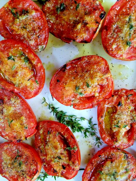 Garlic Grilled Tomatoes - Proud Italian Cook Steven Raichlen, Bbq King, Grilled Tomatoes, Grilled Veggies, Grilled Corn, Tomato Recipes, Grilled Vegetables, Vegetable Dishes, Couscous