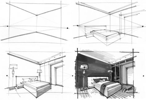 2 point perspective interior 2 Point Perspective Drawing, Types Of Perspective, Perspective Room, Drawing Perspective, Detail Arsitektur, Perspective Sketch, Perspective Drawing Architecture, Interior Design Renderings, Interior Architecture Drawing