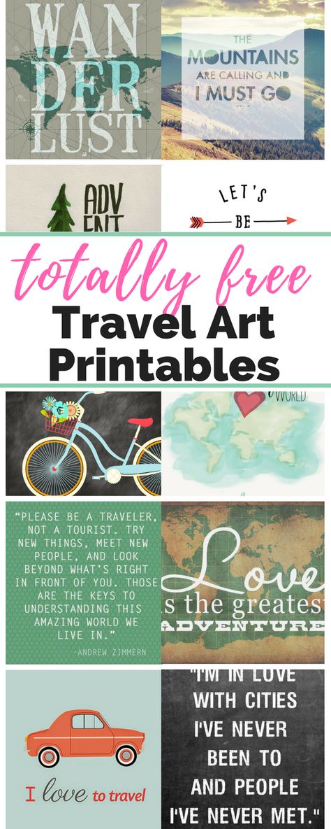 15 FREE Travel Inspired Printables for Your Gallery Wall, Office, or Nursery Boho Travel Decor, Travel Theme Decor Living Room, Travel Gallery Wall Ideas Inspiration, Travel Wall Decor Ideas, Travel Gallery Wall Ideas, Free Travel Printables, Free Gallery Wall Printables, Travel Decorations, Gallery Wall Office