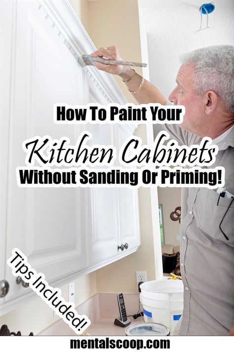 Painting Kitchen Cabinets Without Removing Doors, How To Paint Kitchen Cabinets Without Sanding, Re Painting Kitchen Cabinets Ideas, Painted Kitchen Cabinet Doors Only, Easy Way To Paint Kitchen Cabinets, Refinishing Kitchen Cabinets Wood, Easiest Way To Paint Kitchen Cabinets, No Sanding Cabinet Painting, Painting Old Kitchen Cabinets Wood