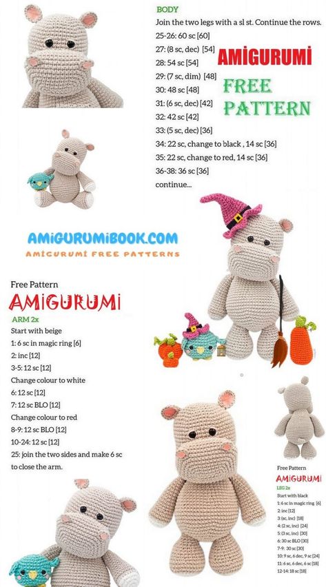 Cute Hippo Amigurumi Free Pattern – Amigurumibook.com Crocheted Stuffed Animals, Hippo Amigurumi, Crochet Hippo, Giraffe Crochet, Crochet Toys Free, Crochet Animal Amigurumi, Cute Hippo, Crochet Teddy Bear Pattern, Crochet Animals Free Patterns