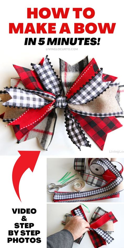 Bow Out Of Ribbon, Jul Diy, Christmas Bows Diy, Homemade Bows, Home Decor Craft, Bows Diy Ribbon, Diy Bows, Craft Tutorial, Diy Ribbon