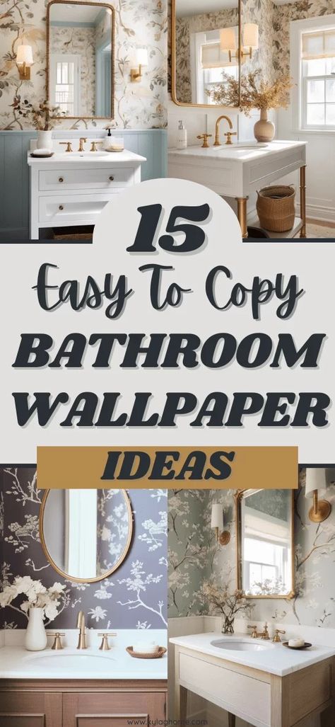 15 super cute bathroom wallpaper ideas Bathroom Wallpaper Ideas, Cute Bathroom, Bathroom Wallpaper, Wallpaper Ideas, Ideas Home, Home Decorating, Home Decor Ideas, Small Bathroom, Home Decoration