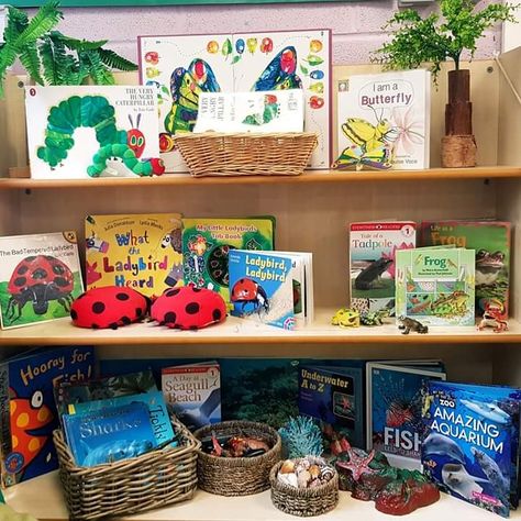 Early Years Book Corner, Reading Area Display Eyfs, Early Years Book Corner Ideas, Story Corner Ideas Eyfs, Story Corner Ideas Nursery, Book Corner Ideas Childcare, Eyfs Reading Corner, Eyfs Book Corner, Book Corner Eyfs