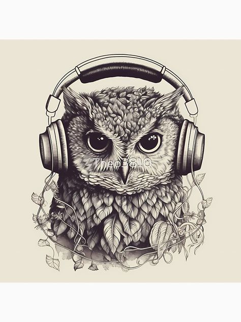 "Serious owl with headphones" Essential T-Shirt for Sale by Theo3810 Owl T Shirt, See No Evil, White Owl, Book Tshirts, Snowy Owl, Cute Tshirts, Top Hat, Mochi, Tshirt Colors