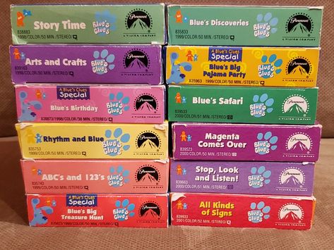 Blue's Clues VHS Collection (1998-2001) Vhs Logo, 2000s Stuff, Rhythm And Blue, Vhs Collection, Big Wednesday, 2nd Birthday Gifts, Childhood Memories 2000, Sleepover Food, Blue's Clues