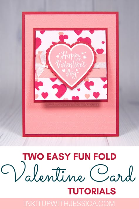 Valentine Cards Homemade, Easy Fun Fold Cards, Easy Valentine Cards, Valentine Cards To Make, Valentines Day Cards Diy, Valentines Day Cards Handmade, Diy Valentines Cards, Valentine Love Cards, Cards To Make