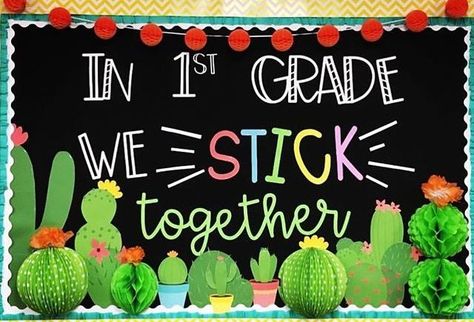 cactus bulletin board Room Door Ideas, Preschool Bulletin, Back To School Bulletin Boards, Classroom Board, 4th Grade Classroom, Classroom Decor Themes, Preschool Class, Class Room, School Bulletin Boards