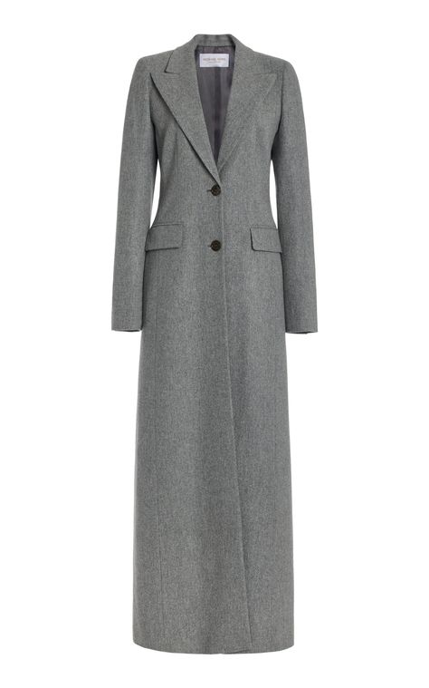 Michael Kors Collection - Women's Georgina Wool Coat - Grey - US 14 - Only At Moda Operandi Gray Overcoat Outfit Women, Overcoat Outfit Women, Overcoat Outfit, Lana Fashion, Long Coats For Women, Long Tweed Coat, Street Mode, Long Coats, High Street Fashion