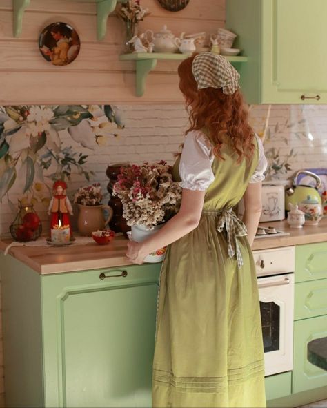 Cottagecore | natabaraeva Cottagecore Apron Dress, Cottagecore Aesthetic Outfits Spring, Aesthetic Outfits Spring, Cottagecore Apron, Cottagecore Aesthetic Outfits, Traditional Lifestyle, Preppy Cottagecore, Cottage Core Fashion, Core Fashion