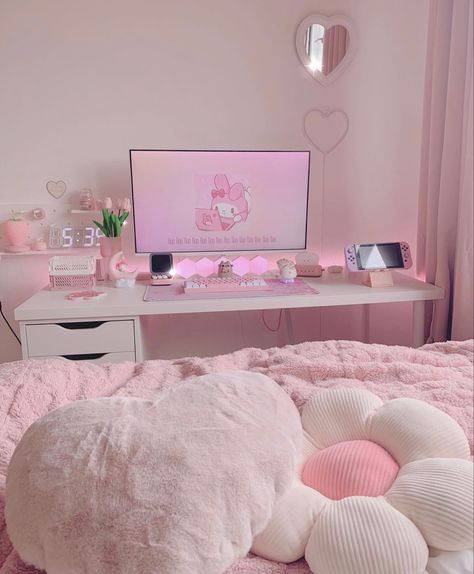 Cheonan, Pink Bed, Pink Room Decor, Cute Bedroom Ideas, Study Room Decor, Girly Room, Cute Bedroom Decor, Cute Room Ideas, Cozy Room Decor