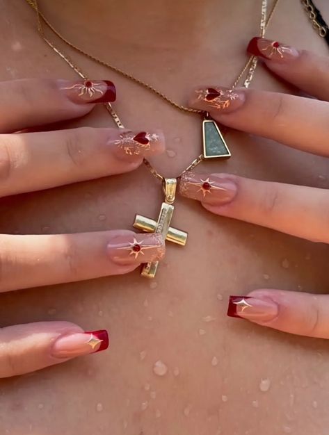 Mexican Nails, Red And Gold Nails, Unghie Sfumate, Minimal Nails, Casual Nails, Soft Nails, Nagel Inspo, Classy Nails, Dream Nails