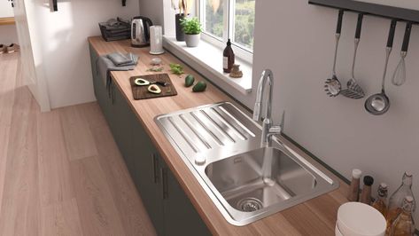 Sinks With Drain Boards, Lavabo Design, Draining Board, Timber Kitchen, Drainboard Sink, Kitchen Sink Design, Studio Inspiration, Sink Mixer Taps, Sink Design