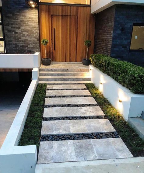 Front Entrance Tiles Outdoor, Side Home Entrance, Entry Door Tile Ideas, Front Door Pavers Entrance, Side Entrance Door, Tiles For Entrance Of House, Front Porch Entryway Ideas Exterior, Tile Front Door Entryway, Door Tiles Entrance