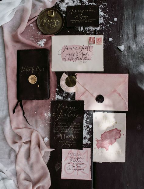 Pink Black Weddings, Debut Ideas, Making Wedding Invitations, Rock N Roll Wedding, Rock Wedding, Ibiza Spain, Celestial Wedding, Dark Wedding, Pink Wedding Invitations