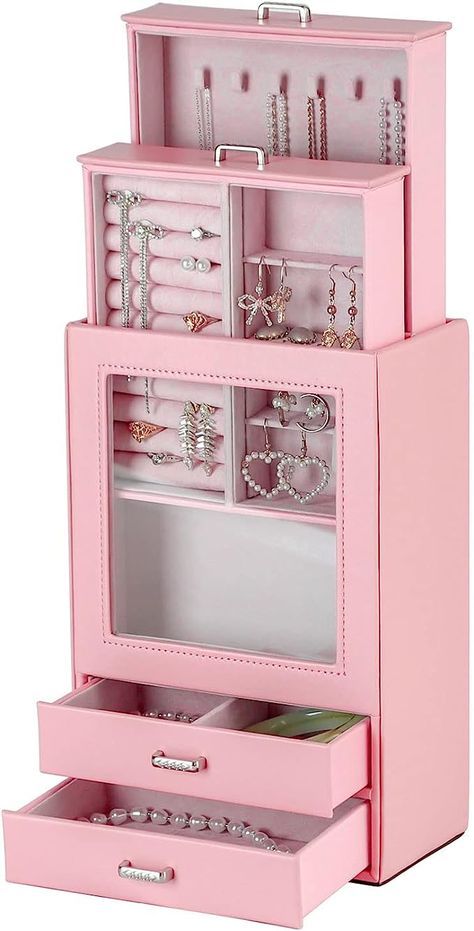 Home Library Decor, Slytherin Fashion, Layer Jewelry, Dorm Bathroom, Kids Jewelry Box, Pink Jewelry Box, Girls Jewelry Box, Pink Lifestyle, Box Display