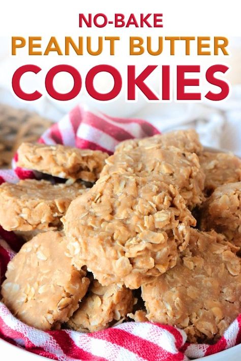 No-Bake Peanut Butter Cookies | No-Bake Dessert | Make perfect Peanut Butter No-Bake Cookies in just 10 minutes with this no-fuss easy cookie recipe! A classic, salty-sweet cookie everyone loves! #nobakecookies #cookierecipes #peanutbuttercookies #oatmealcookies Jello Pie, Bake Sweets, Easy Cookie Recipe, Gf Cookies, Retro Desserts, No Bake Peanut Butter, Peanut Butter No Bake, Homemade Food Gifts, Gluten Free Peanut Butter