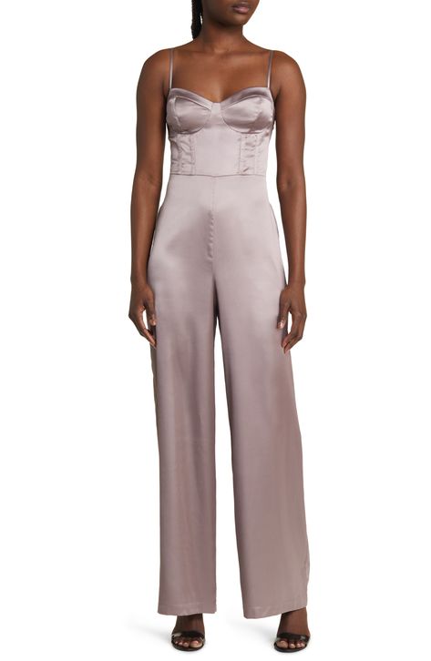 ASTR the Label Satin Bustier Jumpsuit | Nordstrom Bustier Jumpsuit, Satin Bustier, Satin Jumpsuit, Concert Looks, Astr The Label, Skirt Socks, Sports Blazer, Short Jumpsuit, Denim Jumpsuit